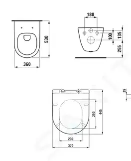 Záchody Laufen - Pro Závesné WC s WC doskou Slim, SlowClose, Rimless, biela H8669570000001
