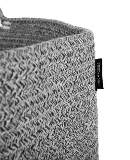 Úložné boxy TEMPO-KONDELA SAGO, pletený kôš, sivá/biela, 40x37 cm