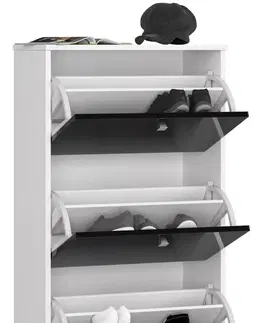 Botníky Moderný, dizajnový botník LUISA60, biely / čierny lesk
