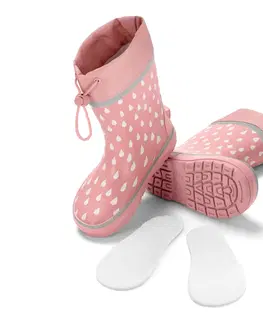 Shoes Detské gumové čižmy, ružové s potlačou v podobe kvapiek