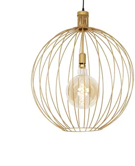 Zavesne lampy Dizajnové závesné svietidlo zlaté 60 cm - Wire Dos