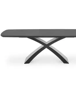 Stoly v podkrovnom štýle Rozkladací stôl Silvestro 180/220x89cm Sklo/Mdf – Tmavé Popolavý/Čierna