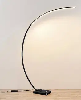 Stojacie lampy do obývačky Lindby Lindby Kendra oblúkové stojanové LED, čierne