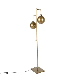Stojace lampy Priemyselná stojaca lampa bronzová 2-svetlá - Haicha