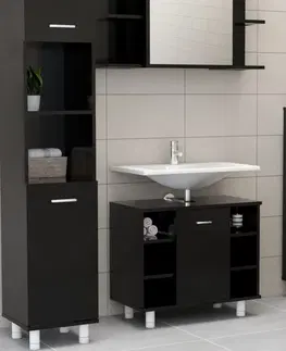 Kúpeľňové skrinky Kúpeľňová skrinka pod umývadlo DTD doska Dekorhome Čierna