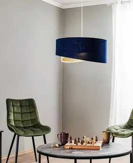 Závesné svietidlá Maco Design Závesná lampa Vivien trojfarebná modrá/béžová/zlatá