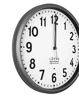 Hodiny LAVVU Sivé hodiny Accurate Metallic Silver riadené rádiovým signálom, pr. 30 cm