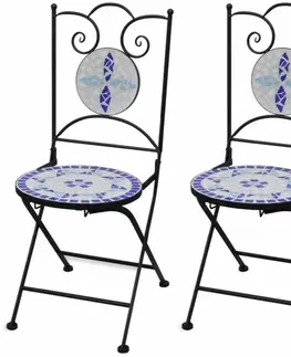 Záhradné kreslá a stoličky Záhradná skladacia stolička 2 ks Modrá