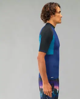 surf Pánske tričko 500 s UV ochranou na surf krátky rukáv modré