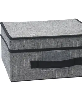 Úložné boxy Textilný úložný box s vekom, tmavosivá