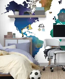 Samolepiace tapety Samolepiaca tapeta farebná mapa sveta v akvarelovom prevedení