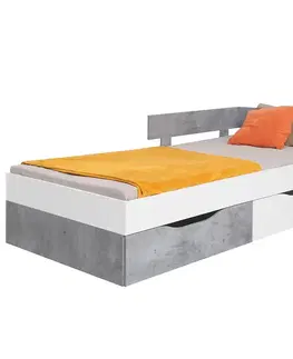 Jednolôžkové postele Posteľ  Sigma Si16  Biely Lux/betón