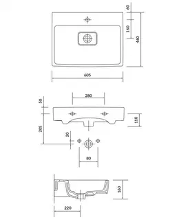 Kúpeľňa CERSANIT - SET B611 VIRGO 60, biela (umývadlo + skrinka), čierne úchyty S801-431
