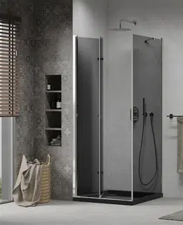 Vane MEXEN/S - Lima sprchovací kút 90x90, grafit, chróm + čierna vanička so sifónom 856-090-090-01-40-4070