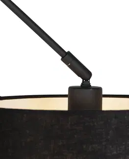 Zavesne lampy Závesná lampa s ľanovým tienidlom čierna 35 cm - Blitz I čierna