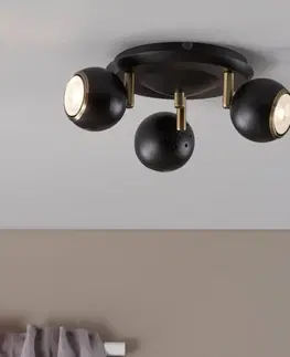 Stropné svietidlá Markslöjd Čierne stropné svietidlo Coco s guľatými svetlami