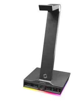Slúchadlá Stojan na slúchadlá Speedlink Excello Illuminated, 3-Port USB 2.0 Hub, zvuková karta, čierny