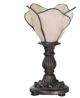 Stolové lampy Clayre&Eef Stolová lampa 5LL-6099N, v krémovej, Tiffany štýl