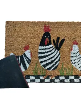 Koberce a koberčeky HOME ELEMENTS Kokosová rohožka Sliepočky, 40 x 60 cm