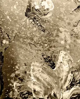 Čiernobiele obrazy Obraz moderné maľované pivónie v sépiovom prevedení