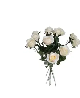 Kvety Umelá kytica Ruží biela, 67 cm, 12 ks