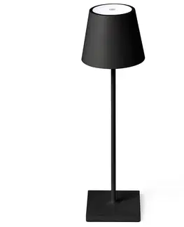 Vonkajšie dekoratívne svietidlá FARO BARCELONA Stolová LED lampa Toc s nabíjačkou USB IP54 čierna