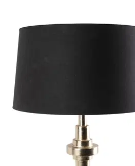 Stolove lampy Stolová lampa v štýle art deco čierna s bavlneným tienidlom čierna 45 cm - Diverso
