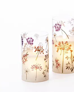 Drobné dekorácie a doplnky LED sviečky v skle Kvetinová slávnosť, súprava 3 ks