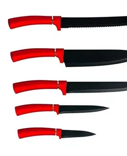 Kuchynské nože Kitchisimo Sada nožov s nepriľnavým povrchom, 5 ks, červená