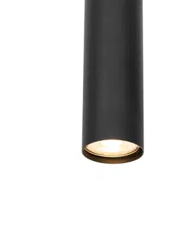 Zavesne lampy Moderné závesné svietidlo čierne s dreveným 5-svetlom - Jeana