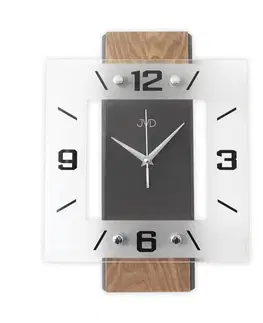 Hodiny Drevené sklenené tiché hodiny JVD NS22016/78, 35cm