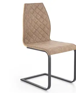 Čalúnené stoličky Stolička K265 ekokoža/preglejka/kov hnedá/dub medový