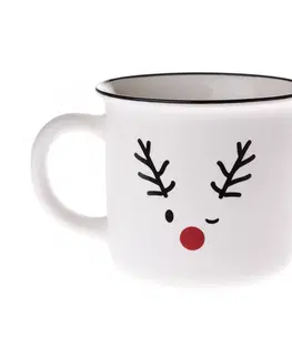 Hrnčeky a šálky Vianočný porcelánový hrnček Cute reindeer biela, 380 ml
