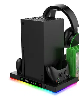 Gadgets iPega XBX023S multifunkčný nabíjací RGB stojan s chladením pre Xbox Series X, čierny PG-XBX023S