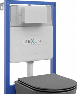Kúpeľňa MEXEN/S - WC predstenová inštalačná sada Fenix Slim s misou WC Rico + sedátko softclose, tmavo šedá mat 61030724071