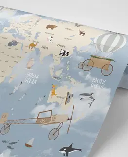 Samolepiace tapety Samolepiaca tapeta nádherná detská mapa so zvieratkami