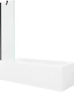 Sprchové dvere MEXEN/S - Vega obdĺžniková vaňa 160 x 70 cm s panelom + vaňová zástena 50 cm, transparent, čierna 550116070X9505000070