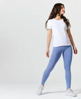 fitnes Dámske tričko 100 na cvičenie biele