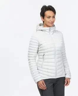bundy a vesty Dámska páperová bunda Trek 100 na horskú turistiku do -5 °C svetlo sivá