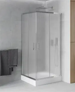Vane MEXEN/S - Rio štvorcový sprchovací kút 90 x 90, mráz, chróm + vanička so sifónom Rio, biela 860-090-090-01-30-4510