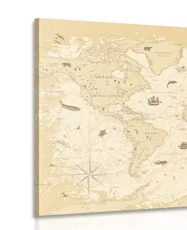 Obrazy mapy Obraz mapa v béžovom prevedení