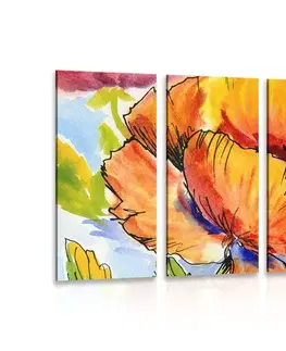 Obrazy kvetov 5-dielny obraz kytica makových kvetov
