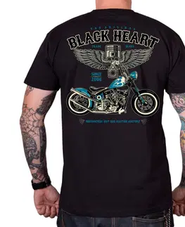 Pánske tričká Tričko BLACK HEART Blue Chopper čierna - M