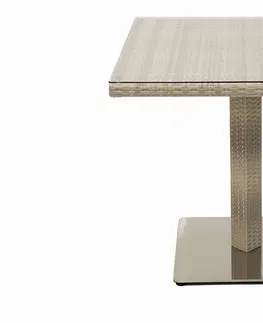 Stolčeky DEOKORK Záhradný ratanový stôl GINA 80x80 cm (sivo-béžový)