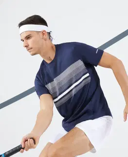 bedminton Pánske tenisové tričko Essential s krátkym rukávom tmavomodré
