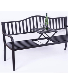 Záhradné lavice KONDELA Dagno záhradná lavička so stolíkom čierna