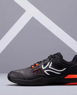 pánske tenisky Pánska tenisová obuv TS500 čierno-oranžová