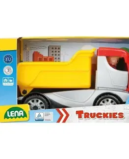 Drevené vláčiky Lena Auto sklápač s figúrkou Truckies, 22 cm 