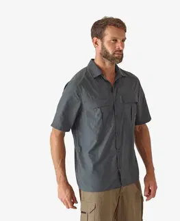 tričká Ľahká košeľa s krátkym rukávom 100 sivá