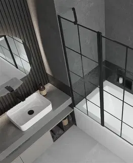 Sprchové dvere MEXEN/S - Cube obdĺžniková vaňa 170 x 80 cm s panelom + vaňová zástena 120 cm, čierna vzor 550517080X9412117077